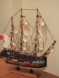 Vessel Albury on which the Nottingham Party sailed in 1820. Details below.